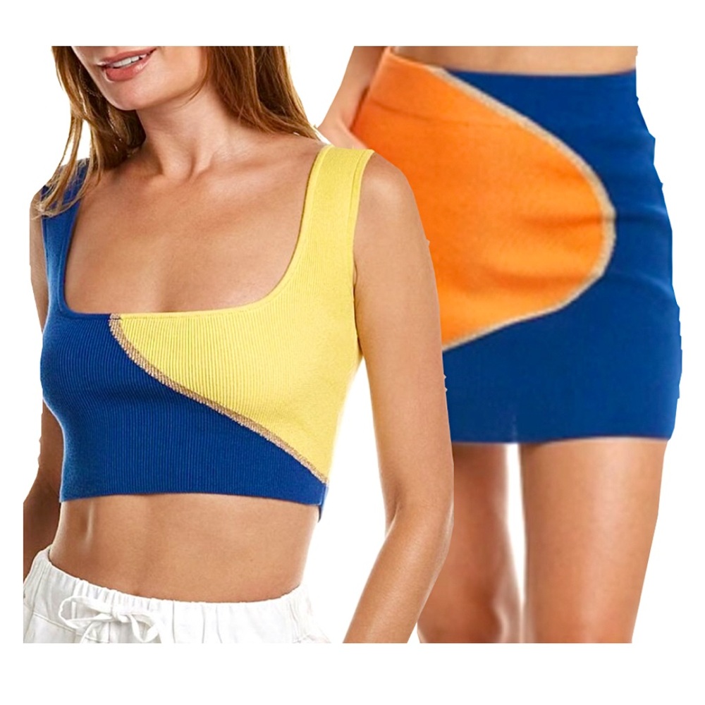 Solid & Striped Kimberly SET, Top & Skirt Color Block Matching Set, NEW